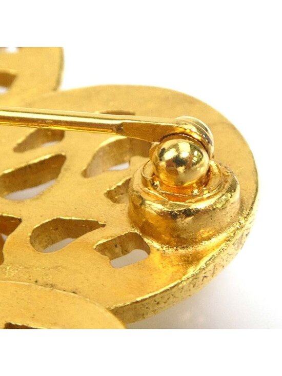 CHANEL Coco Mark Rhinestone Chain CC Brooch - Gold NEW w  Chanel Brooch Coco Mark